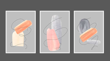 Abstract nordic watercolor poster, minimalistic scandinavian design, office, bedroom wall decoration, calm artwork A4のイラスト素材