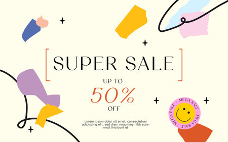 Sale banner template design, Big sale special offer up to 50% off. Vector illustration.のイラスト素材