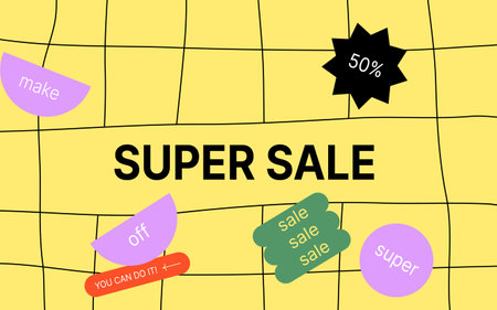 Super sale banner template. Special offer price tag. Vector illustration.のイラスト素材