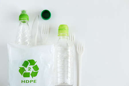 Various disposable plastic bottles. Concept of plastic recycling and ecology