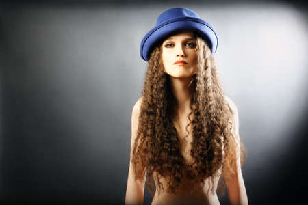   sexy woman in hat elegant sensual modelの写真素材