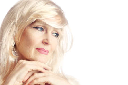 Senior woman Portrait of smiling beautiful mature woman 60 years oldの写真素材