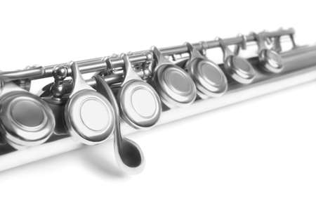 Flute music  Flute instrument close up isolated on white