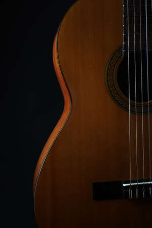 Acoustic guitar classical guitar closeup. Classic musical instrumentsの写真素材