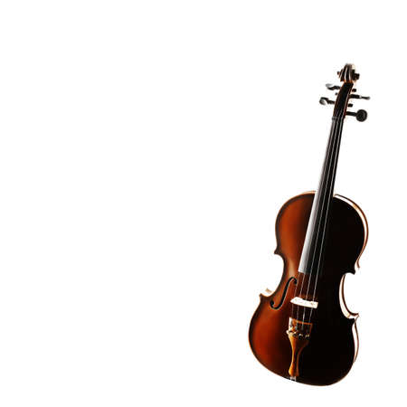 Violin isolated on white. Classical musical instrumentsの写真素材