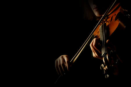 Violin close up hands Classical violinist playing musical instrument Violin playerの写真素材