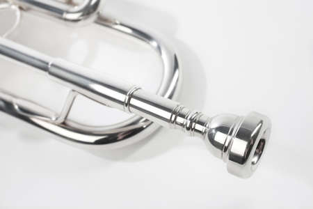 Trumpet close up brass instrument. Wind musical instruments detailsの写真素材