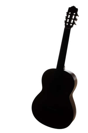 Acoustic guitar classical guitar silhouette isolated on white background. Musical instrumentsの写真素材