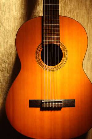 Acoustic guitar classical spanish guitar close up. Musical instruments closeupの写真素材
