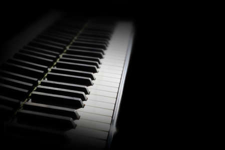 Piano keyboard. Grand piano keys Close up musical instrument