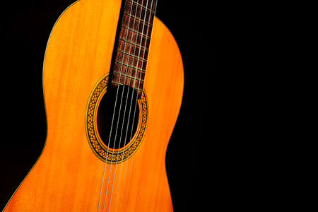 Acoustic guitar classical spanish guitar close up. Musical instruments closeupの写真素材