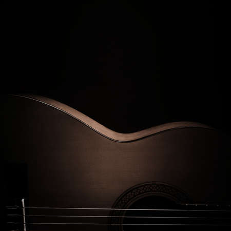 Acoustic guitar classical spanish guitar close up. Classic musical instrumentsの写真素材