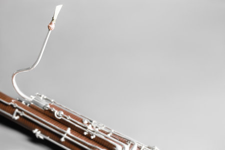 Bassoon reed woodwind instrument detail. Orchestra musical instruments close upの写真素材