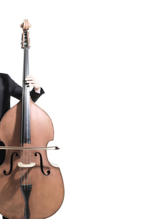 Double bass player. Hands playing contrabass String musical instrumentの写真素材