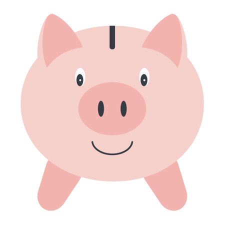 Funny piggy bank. Hand drawn vector illustration.のイラスト素材