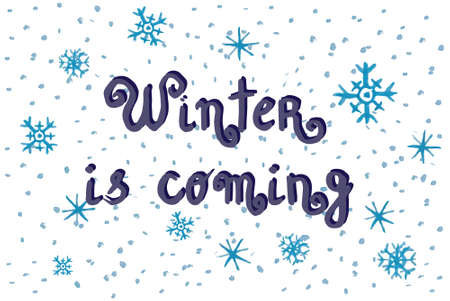 Cute winter is coming doodle , snowflakes for holiday cards.のイラスト素材