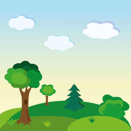 Vector illustration of landscape. Nature backgroundのイラスト素材