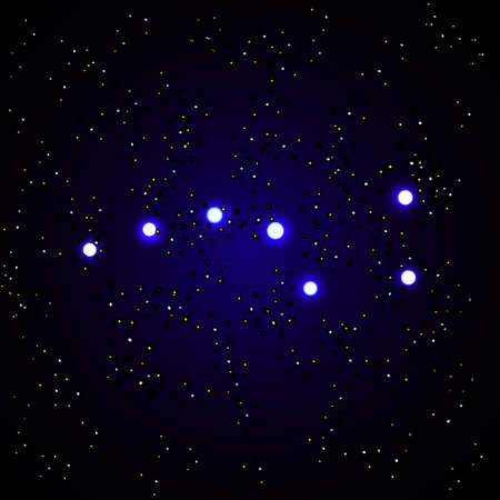 Vector illustration of Constellation the Great Bear with stars on dark blue backgroundのイラスト素材