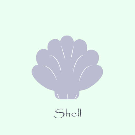 Sea shell vector logo template. Shell icon on turquoise background