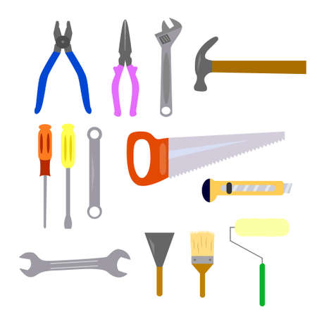 Repair and construction working tools icon setのイラスト素材