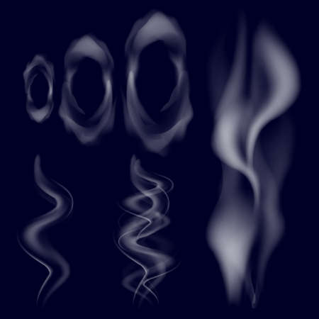 White smoke collection on blue background. vectorのイラスト素材