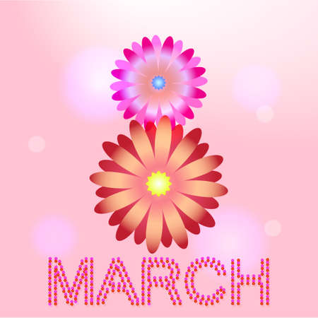 March 8. International Women's Day greeting card with flowers for your designのイラスト素材