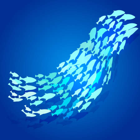 School of fish in the ocean, vector illustration.のイラスト素材