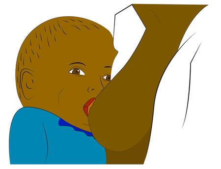 Vector illustration of mom and her child. Breastfeedingのイラスト素材