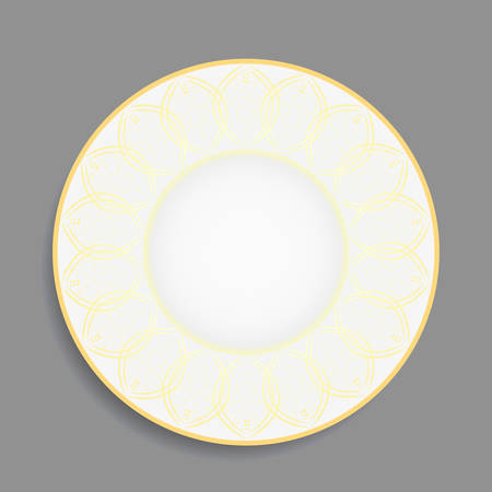 Gold vintage ornament for decorative plate on grey background. Vector illustrationのイラスト素材