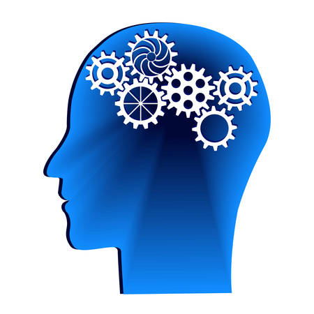 Human head with gears. Head thinking.Idea concept. Vector illustrationのイラスト素材