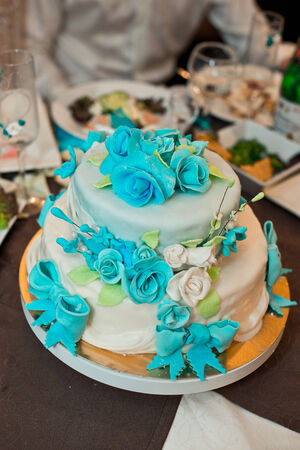 Pie beautiful and tasty on a festive table.の写真素材