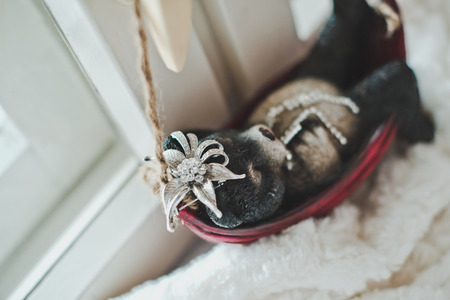 Toy in figures of a dog with ornaments.の写真素材