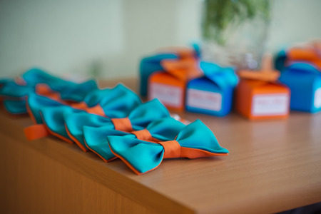 Original envelopes and boxes with prizes.の写真素材