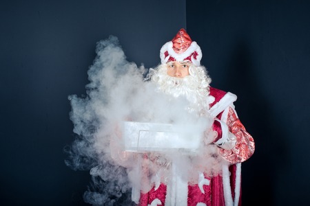 Flasks and test tubes with characters of New Years and Christmas fairy tales.の写真素材