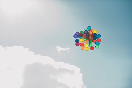 It is a lot of balloons in air.の写真素材