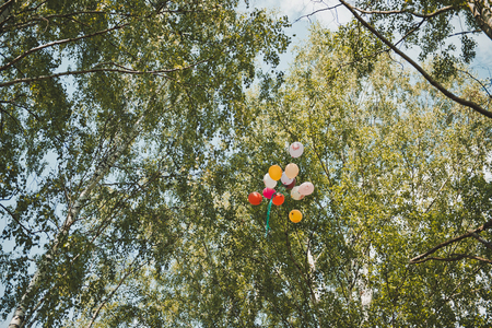 Balls fly to the sky.の写真素材