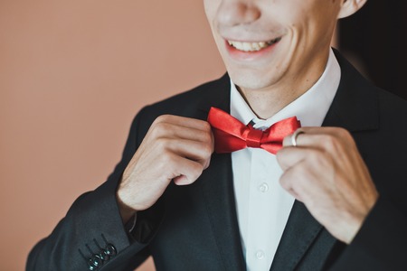 Process of clothing of a tie - butterflies.の写真素材