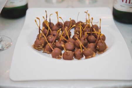 Candies in the form of cherries.の写真素材