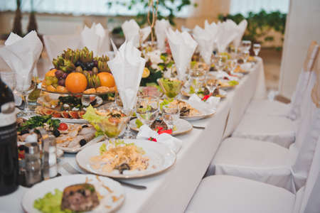 Festive table with food.の写真素材