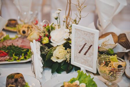 Festive table with food.