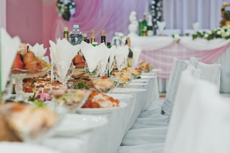 The table laid for a holiday with food.