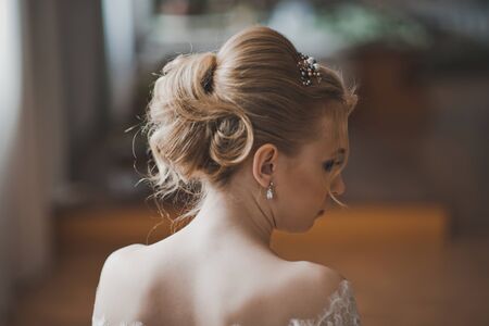 Large portrait of the girl in a wedding dress.