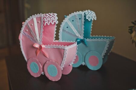 Toy carriages for children.