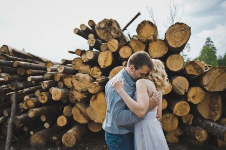 Walk among logs.の写真素材