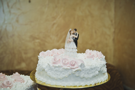 Wedding cake in three parts.の写真素材