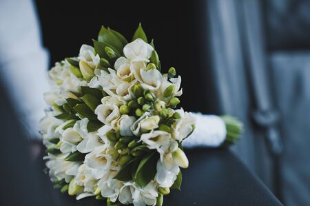 The bouquet is on the table.の写真素材