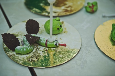 Process of production of jewelry for cake.の写真素材