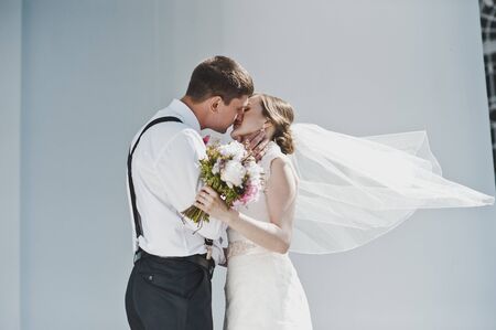 Couple walking near the Church.の写真素材
