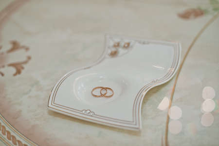 The plate with Golden rings.の写真素材