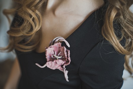 The flower on the dress as decoration.の写真素材